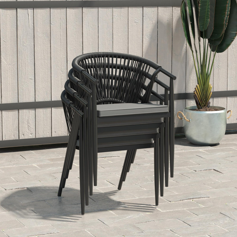 Circi Stacking Patio Dining Armchair with Cushion & Reviews AllModern